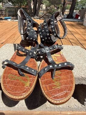 Sam Edelman Black Studded Gladiator Sandals